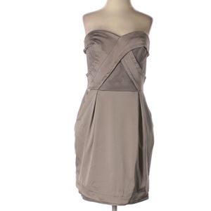 Bebe Grey Strapless Bustier Cocktail Mini Dress